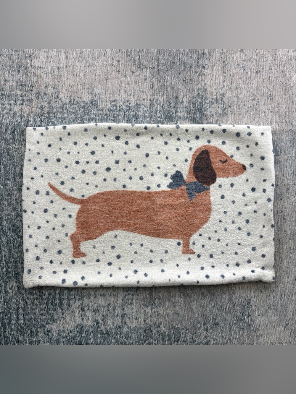 Decorative Pillow Dog Dachshund Blue Bow by Docofil Portugal Super Soft